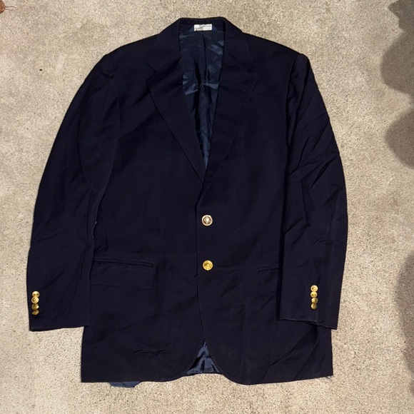 Vintage 90s Polo Ralph Lauren Navy Gold Buttons Blazer Made In Italy